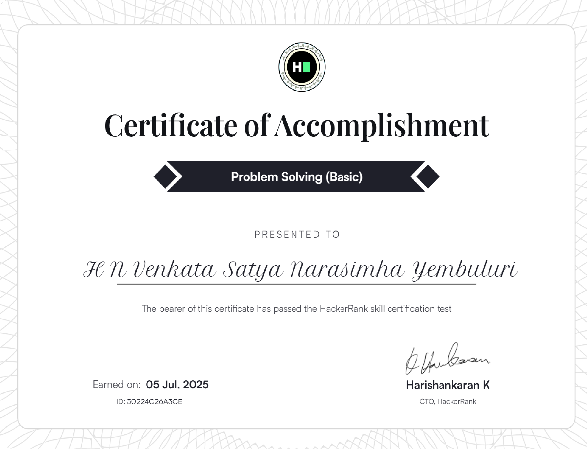 Hemanth Yembuluri - Portfolio